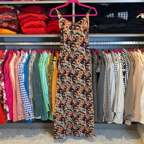 Unbranded black/multicolored elastic waistband lined back tie maxi dress size S - Picture 1 of 3